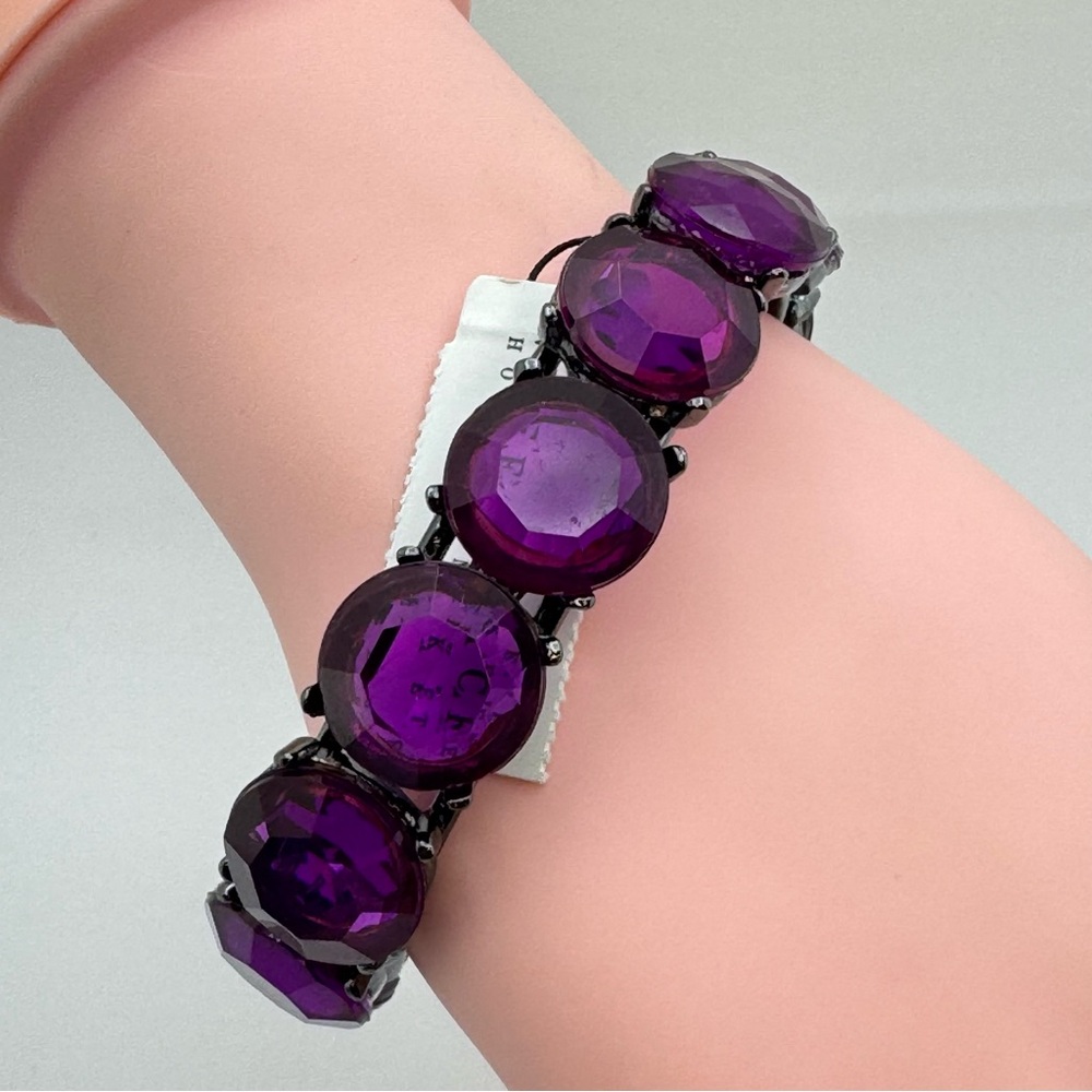 New With Tags White House Black Market Glass Purple Statement Bracelet Bold
